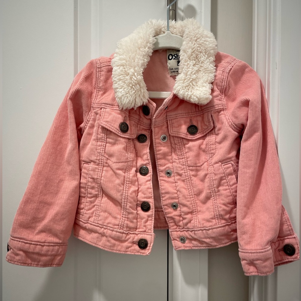 Toddler Pink Corduroy Sherpa Jacket with Collar